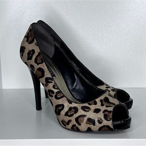 Nine West leopard hair platform heals